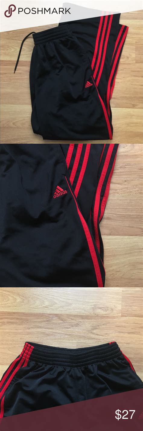 adidas red strip workout pants.